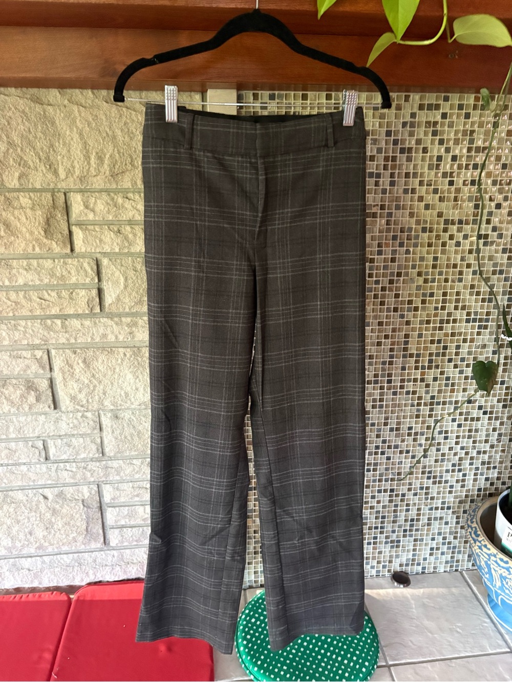 Nine West Gray Plaid Boot Cut Pants